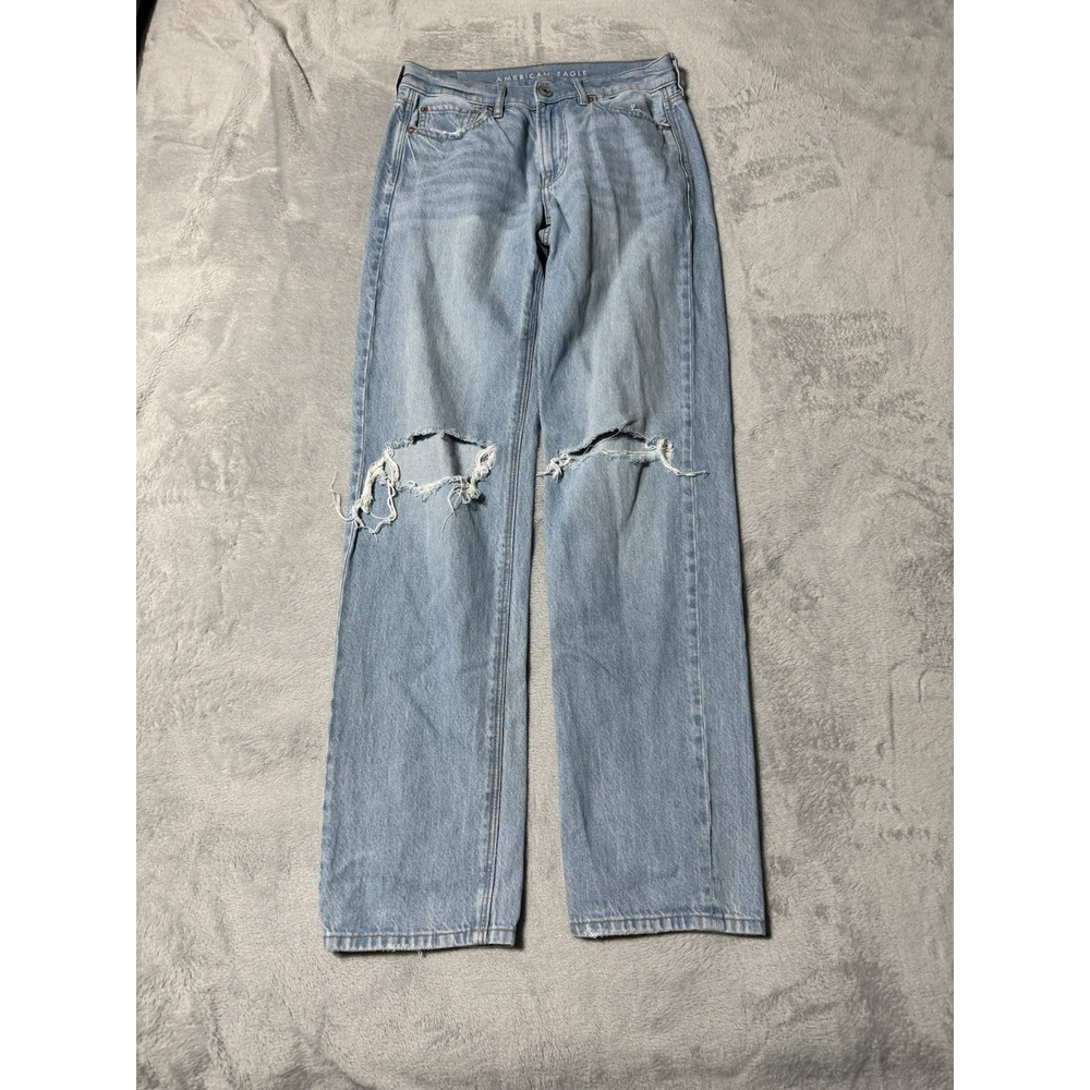 American Eagle 90's Straight Women's 4 Long Light Wash Blue Denim Jeans 28x32 - Picture 1 of 9